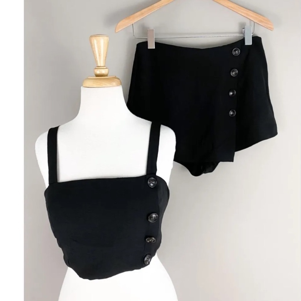 American Threads Black Matching Set — Crop Tank Skort in Black S 0213